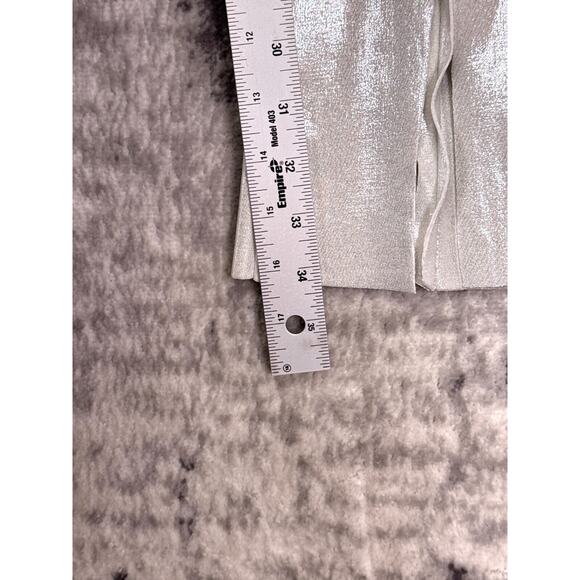 Norma Kamali Spat Leggings Small Womens Silver Metallic Retro Split Hem Flare - Picture 5 of 6
